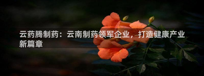 九游会老哥俱乐部社区论坛：云药腾制药：云南制药领军企业，打造健康产业
新篇章